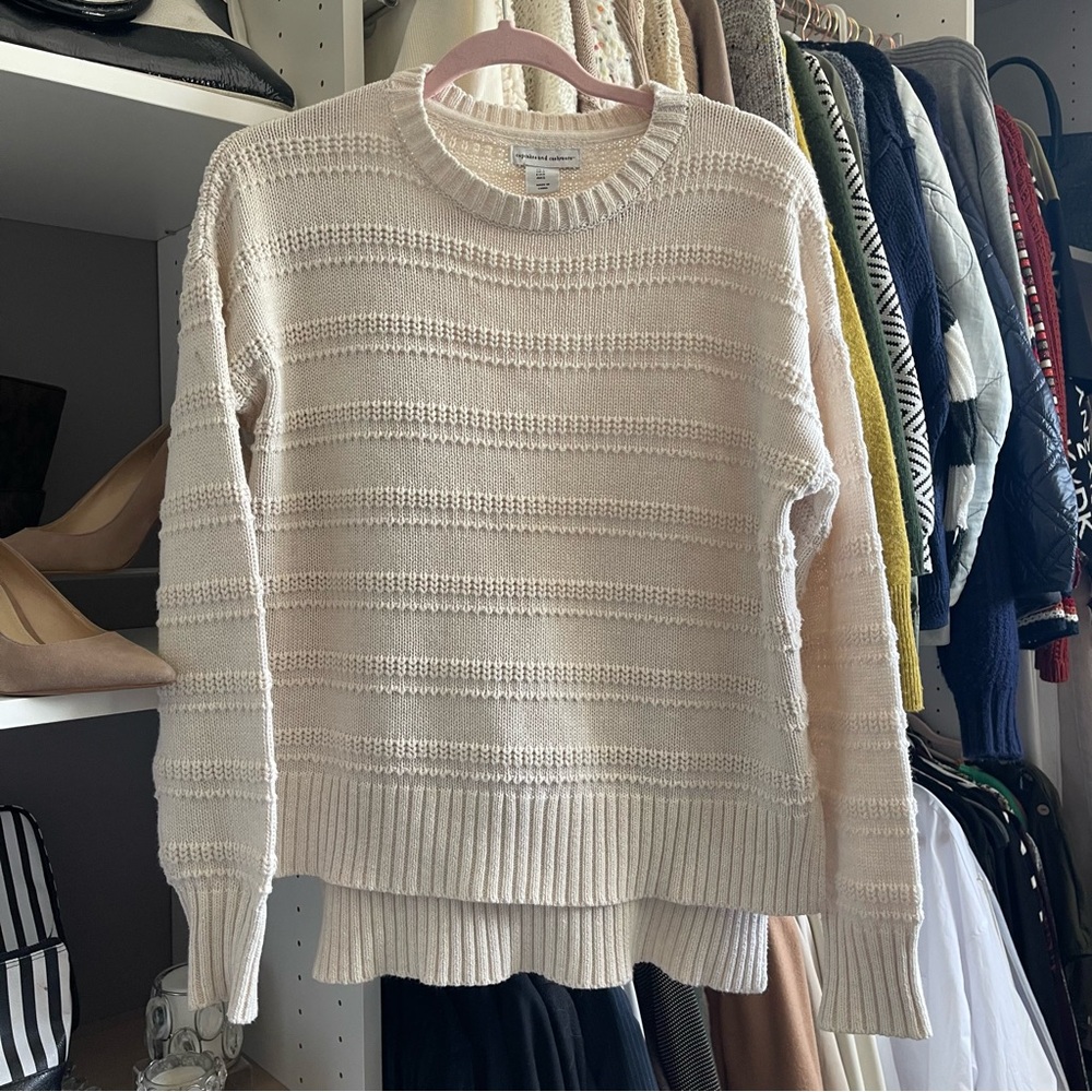 Cupcakes & Cashmere Cream Crew Neck Sweater with Textured Knit
